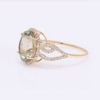 2.77 Ct Oval Mixed Cut Natural Plagioclase Feldspar Sunstone 14K Gold Ring