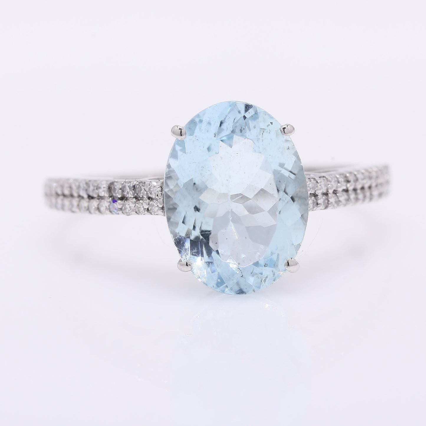 2.87 Ct Oval Mixed Cut Natural Aquamarine 950 Platinum Ring