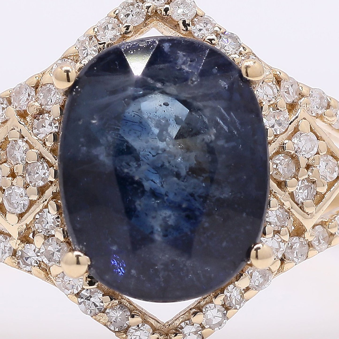 2.84 Ct Oval Mixed Cut Natural Sapphire 14K Gold Ring