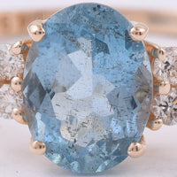 1.33 Ct Oval Natural Aquamarine 14K Gold Ring