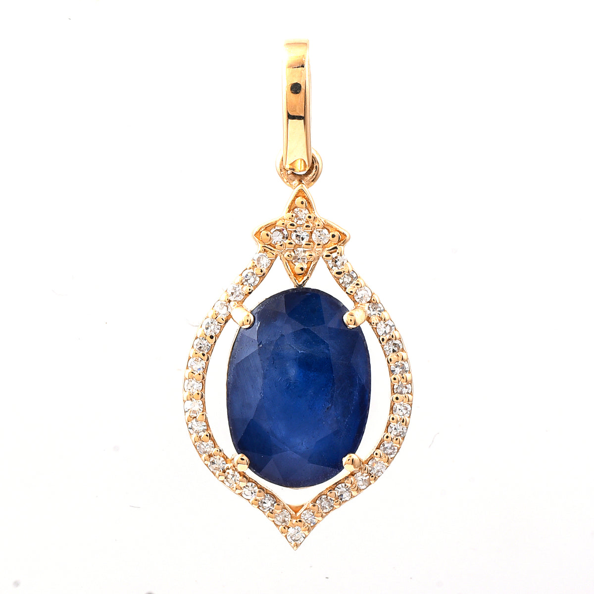 2.86 Ct Oval Mixed Cut Natural Sapphire 14K Gold Pendant