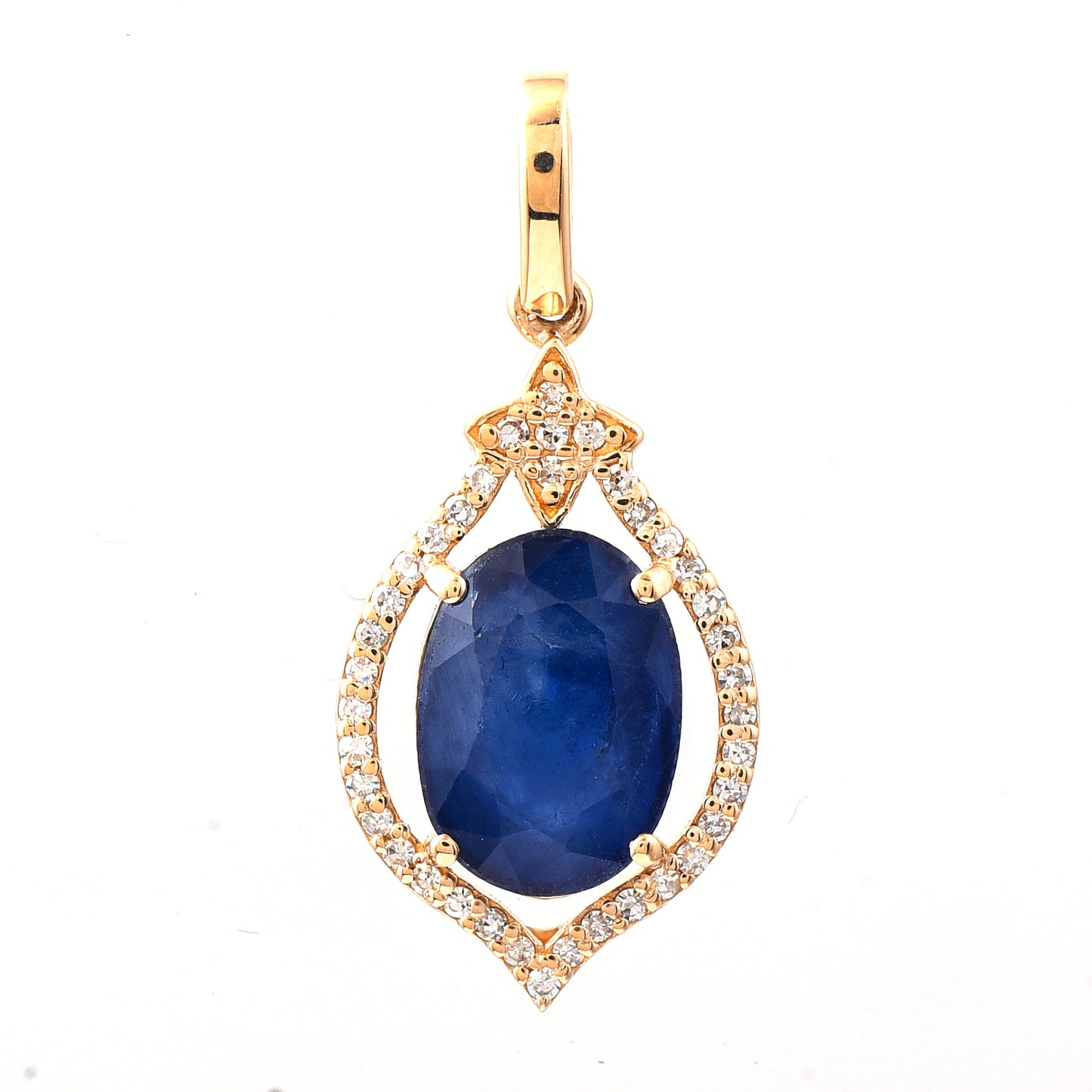 2.86 Ct Oval Mixed Cut Natural Sapphire 14K Gold Pendant
