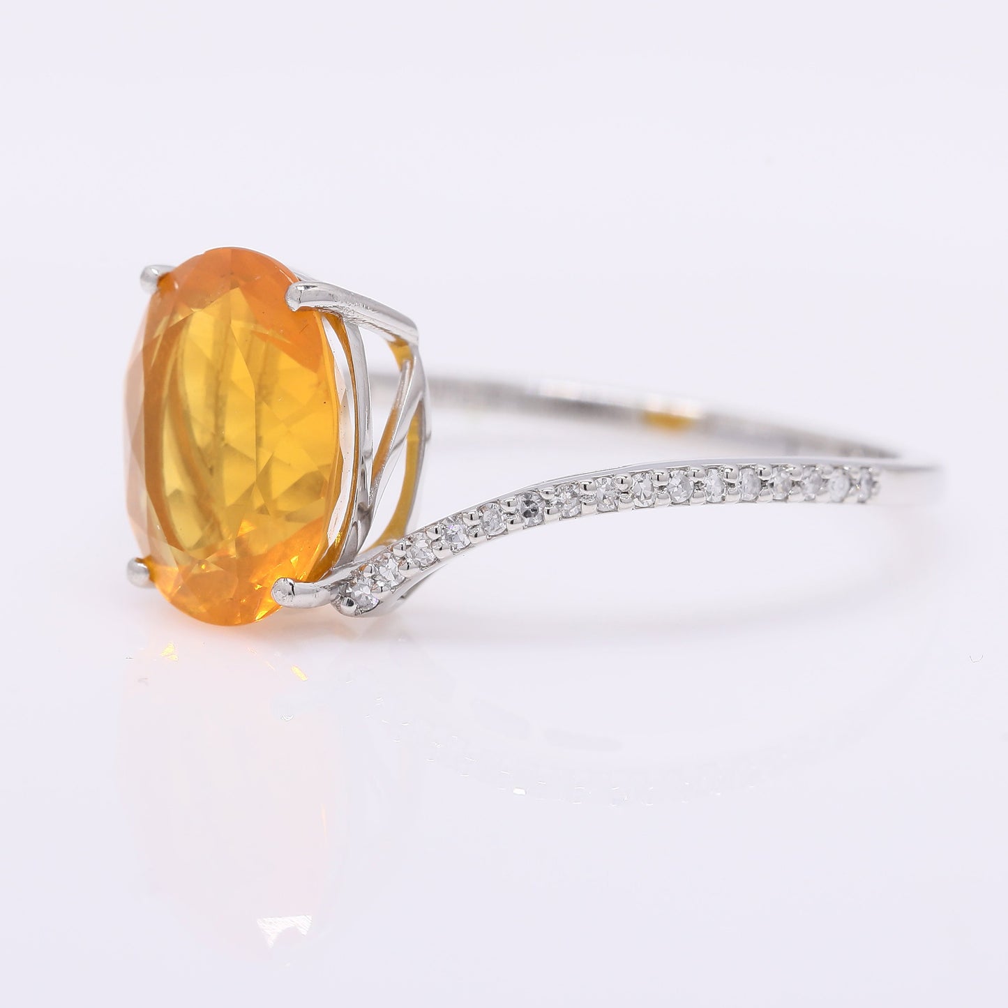 1.84 Ct Oval Mixed Cut Natural Fire Opal 950 Platinum Ring