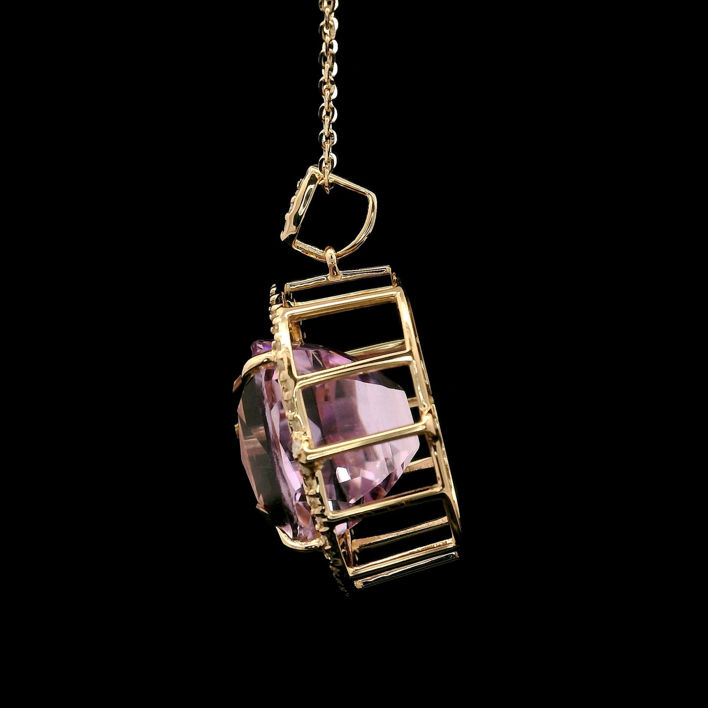10.06 Ct Cushion Kunzite 14K Gold Pendant