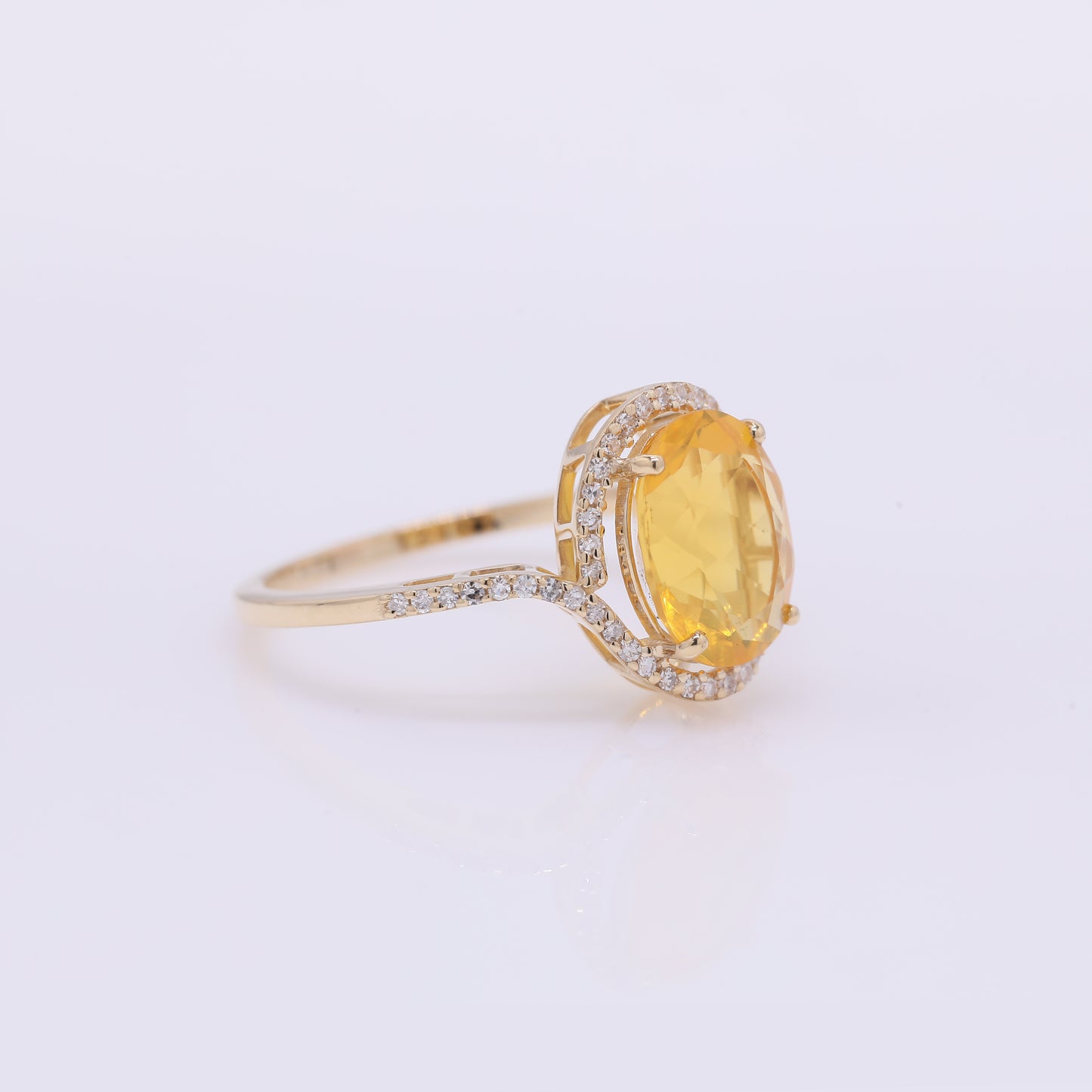 1.94 Ct Oval Mixed Cut Natural Fire Opal 14K Gold Ring