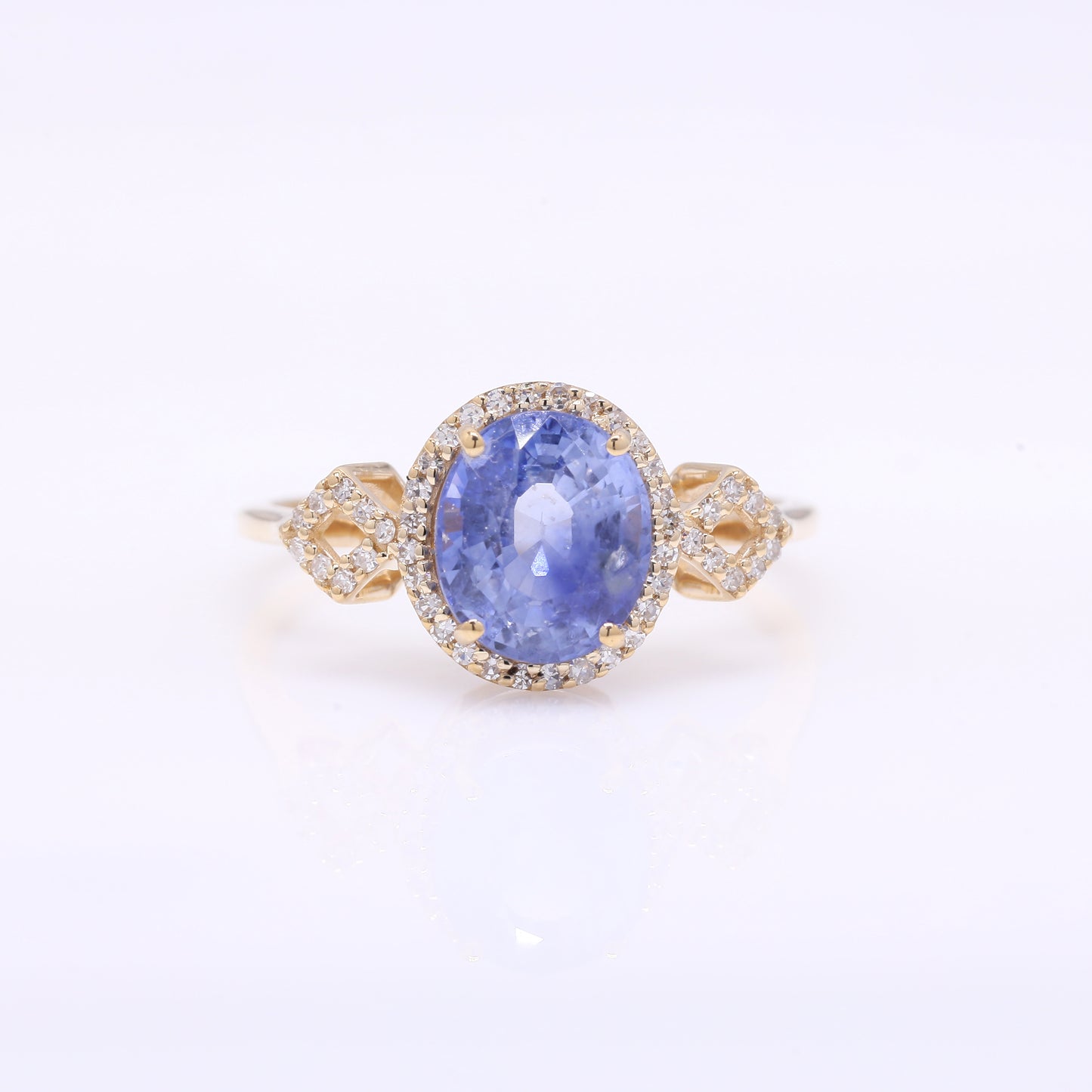 2.81 Ct Oval Mixed Cut Natural Sapphire 14K Gold Ring