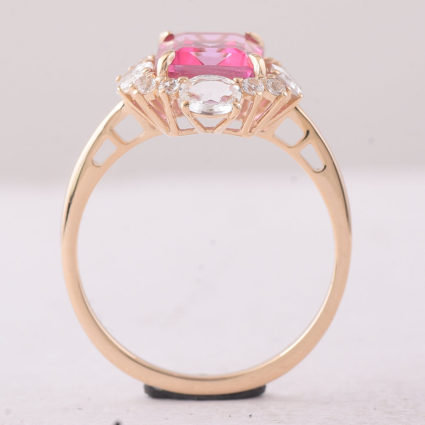 3.98 Ct Octagon Pink Topaz 9K Gold Ring
