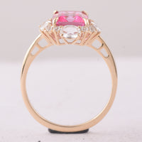 3.98 Ct Octagon Pink Topaz 9K Gold Ring