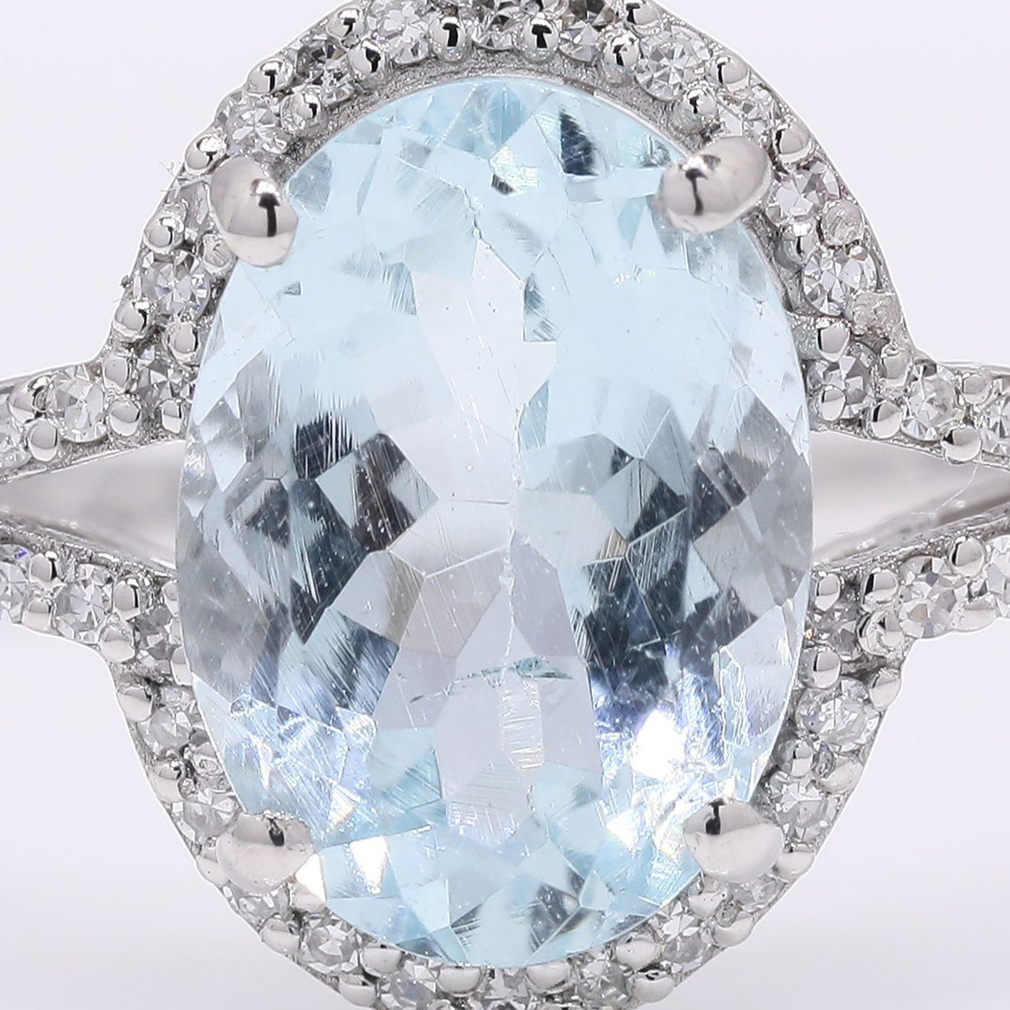 2.17 Ct Oval Mixed Cut Natural Aquamarine 950 Platinum Ring