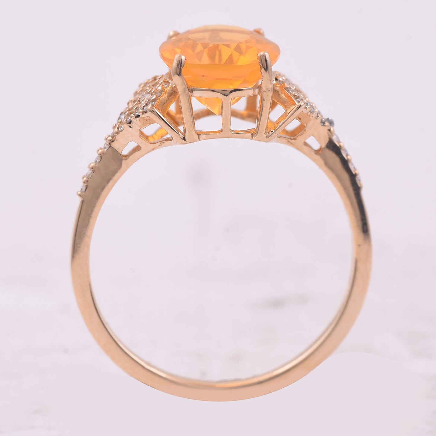 1.78 Ct Oval Mixed Cut Natural Fire Opal 14K Gold Ring