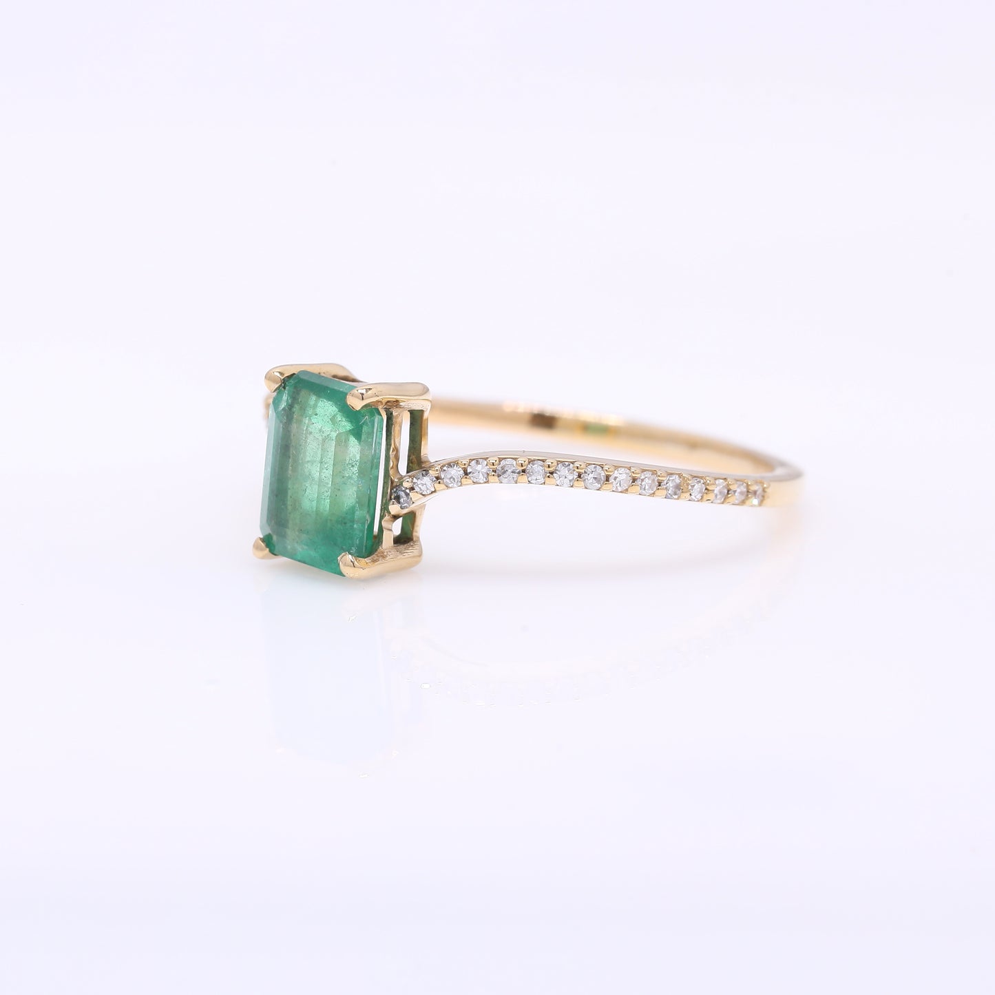 1.10 Ct Octagon Step Cut Natural Emerald 14K Gold Ring