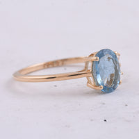 1.22 Ct Oval Natural Aquamarine 14K Gold Ring