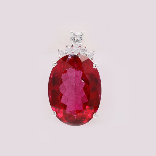 11.87 Ct Oval Pink Topaz 925 Silver Pendant