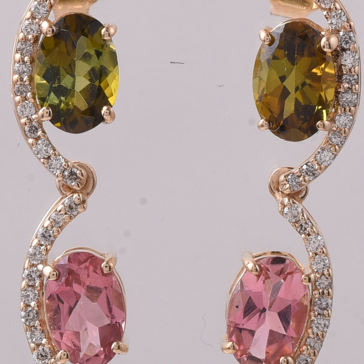 2.31 Ct Oval Mixed Cut Natural Tourmaline 14K Gold Earrings