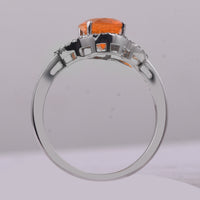 1.30 Ct Oval Mixed Cut Natural Fire Opal 950 Platinum Ring