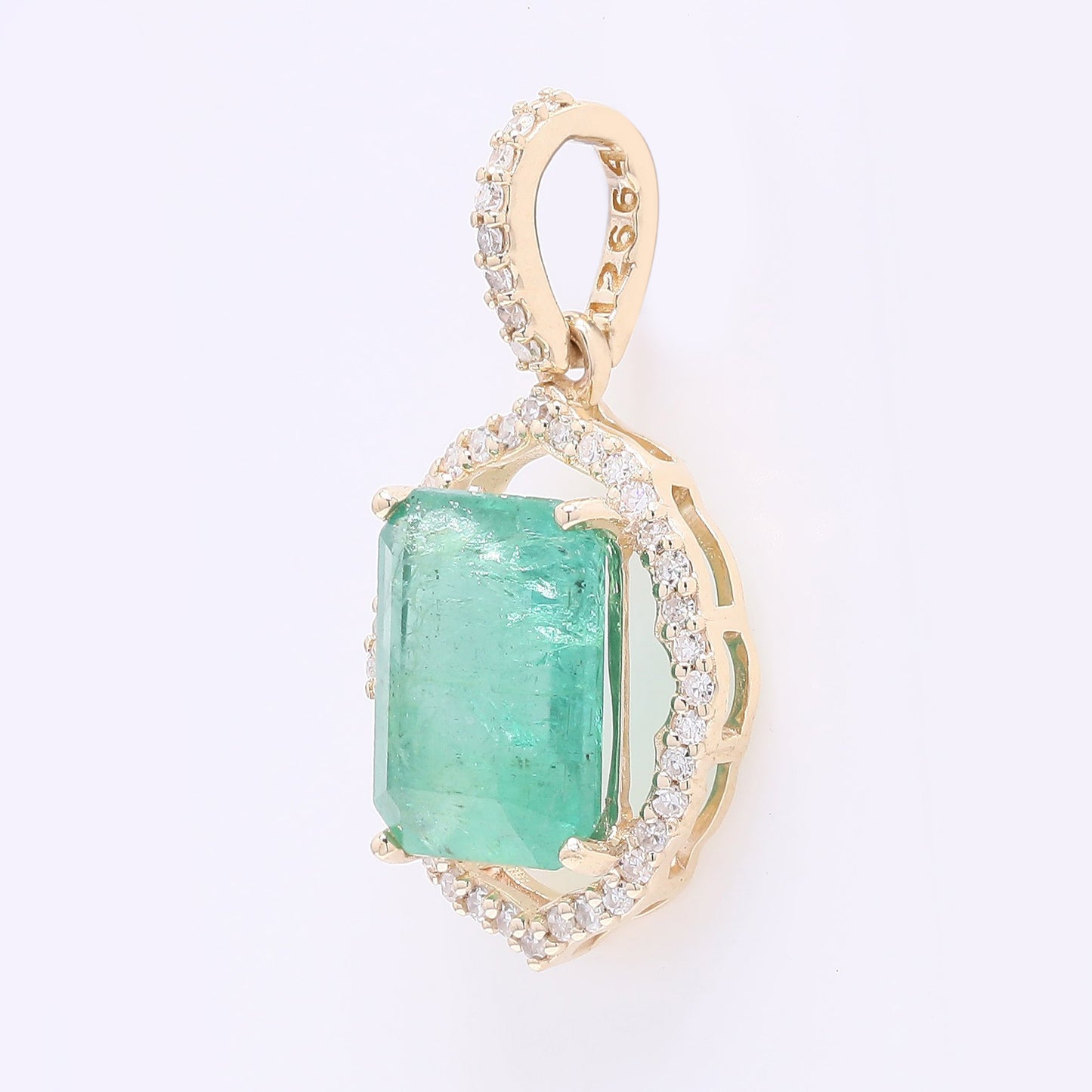 2.00 Ct Octagon Step Cut Natural Emerald 14K Gold Pendant
