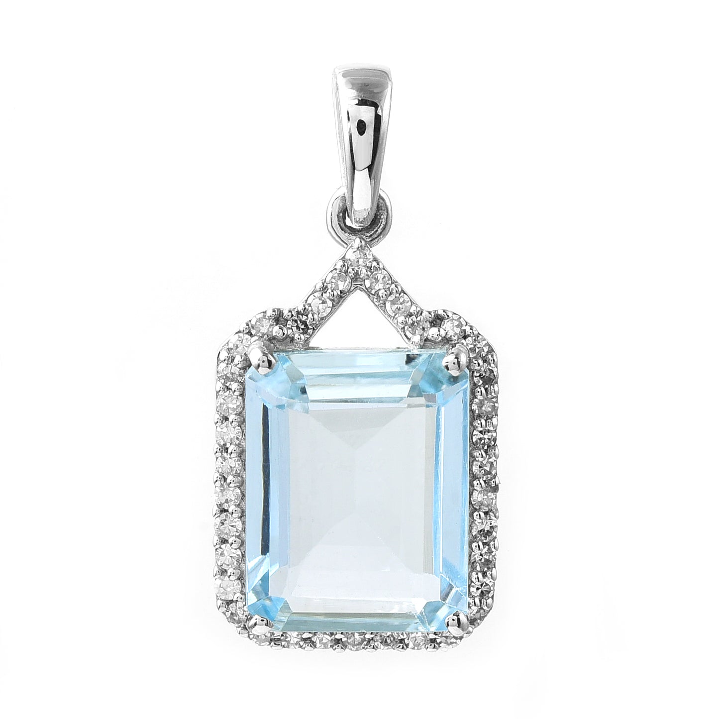 1.57 Ct Octagon Step Cut Natural Aquamarine 950 Platinum Pendant