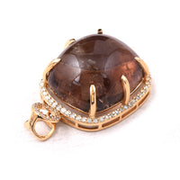 17.47 Ct Cushion Cabochon Cut Natural Tourmaline 14K Gold Pendant