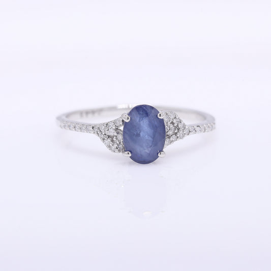 1.34 Ct Oval Mixed Cut Natural Sapphire 950 Platinum Ring