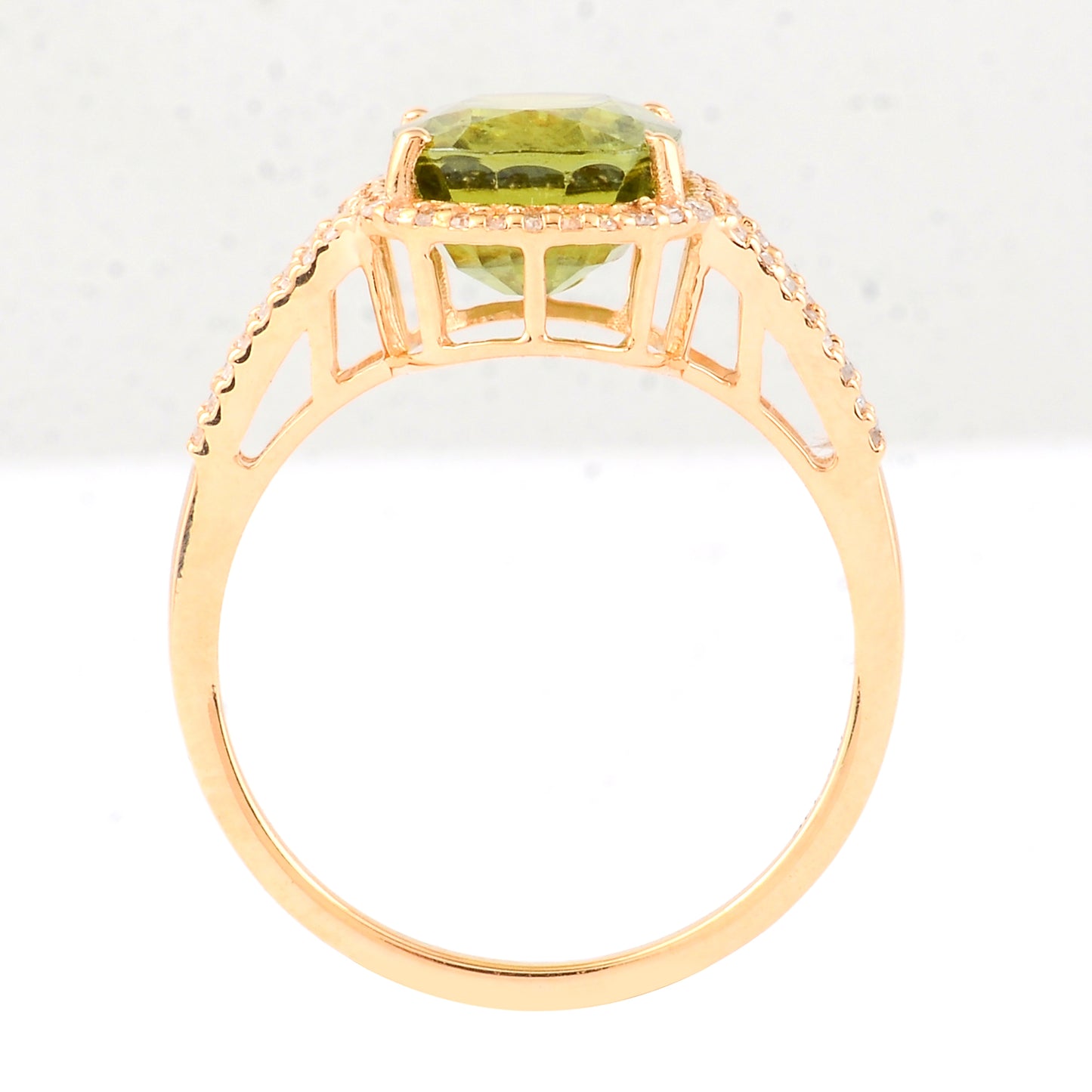 4.54 Ct Cushion Mixed Cut Natural Green Sapphire 14K Gold Ring