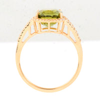 4.54 Ct Cushion Mixed Cut Natural Green Sapphire 14K Gold Ring