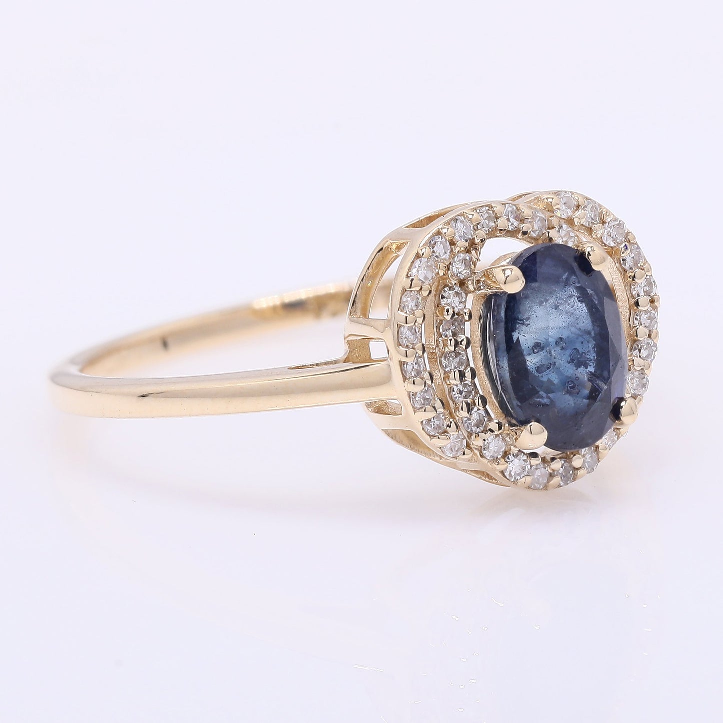 1.21 Ct Oval Mixed Cut Natural Sapphire 14K Gold Ring