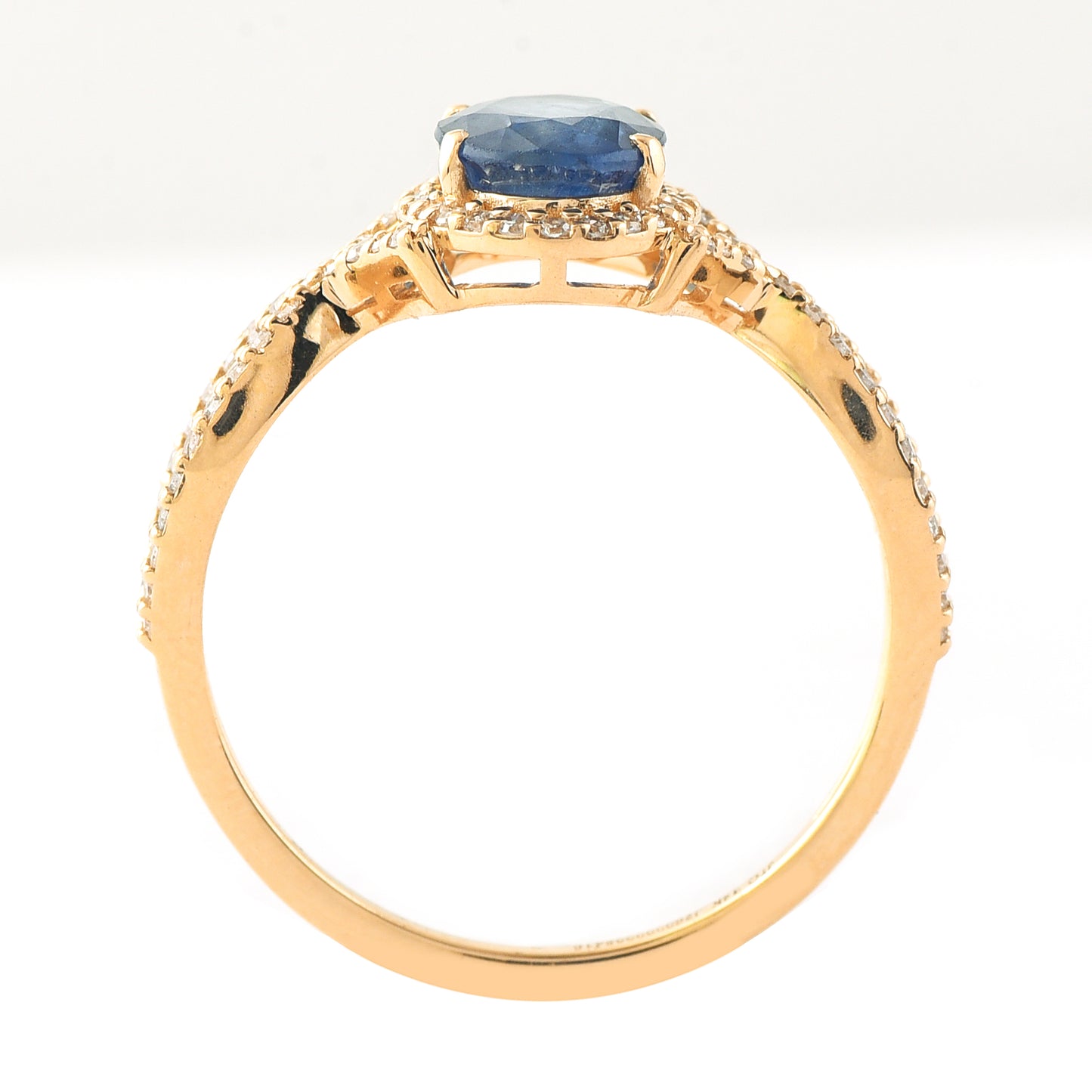 1.75 Ct Oval Mixed Cut Natural Sapphire 14K Gold Ring