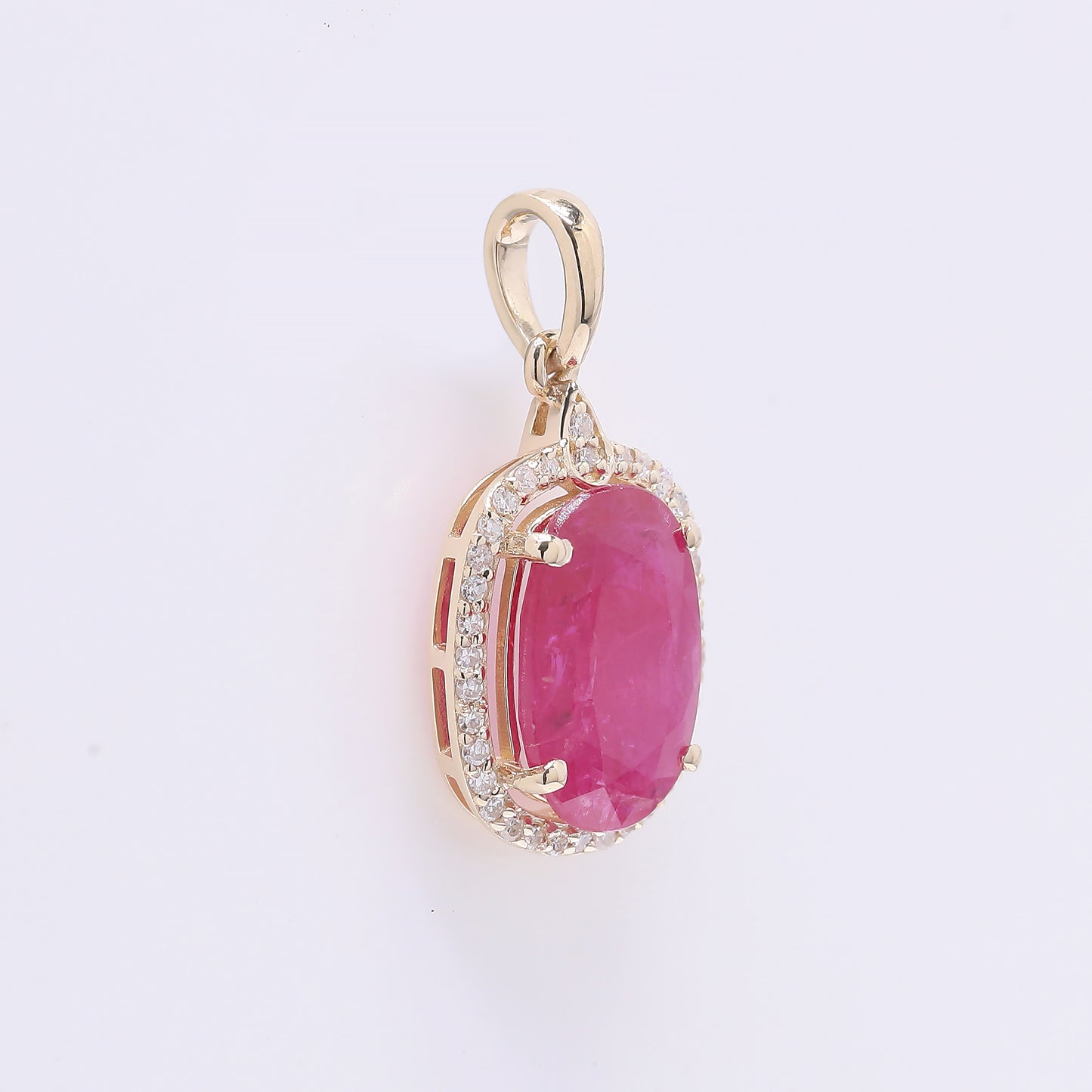 2.43 Ct Oval Mixed Cut Natural Ruby 14K Gold Pendant