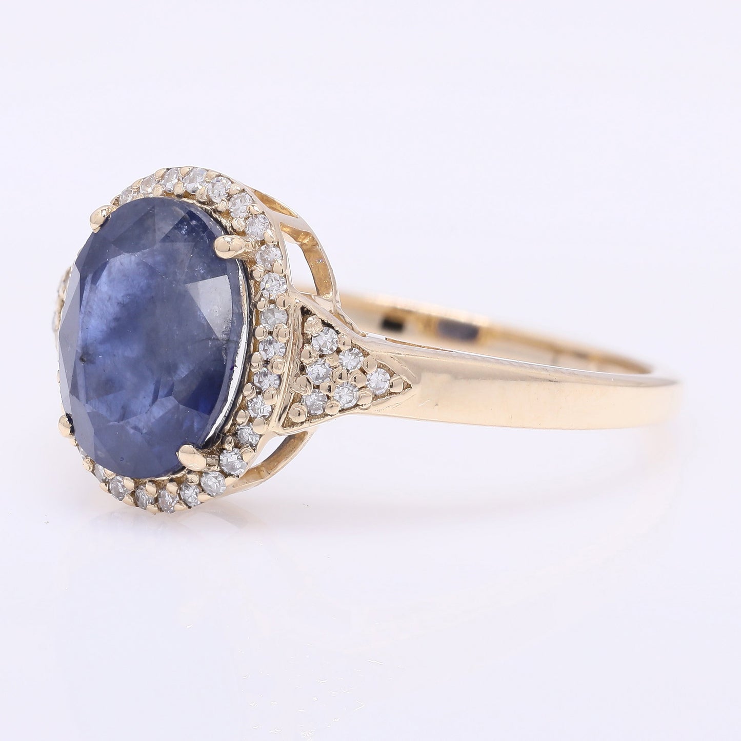 2.87 Ct Oval Mixed Cut Natural Sapphire 14K Gold Ring
