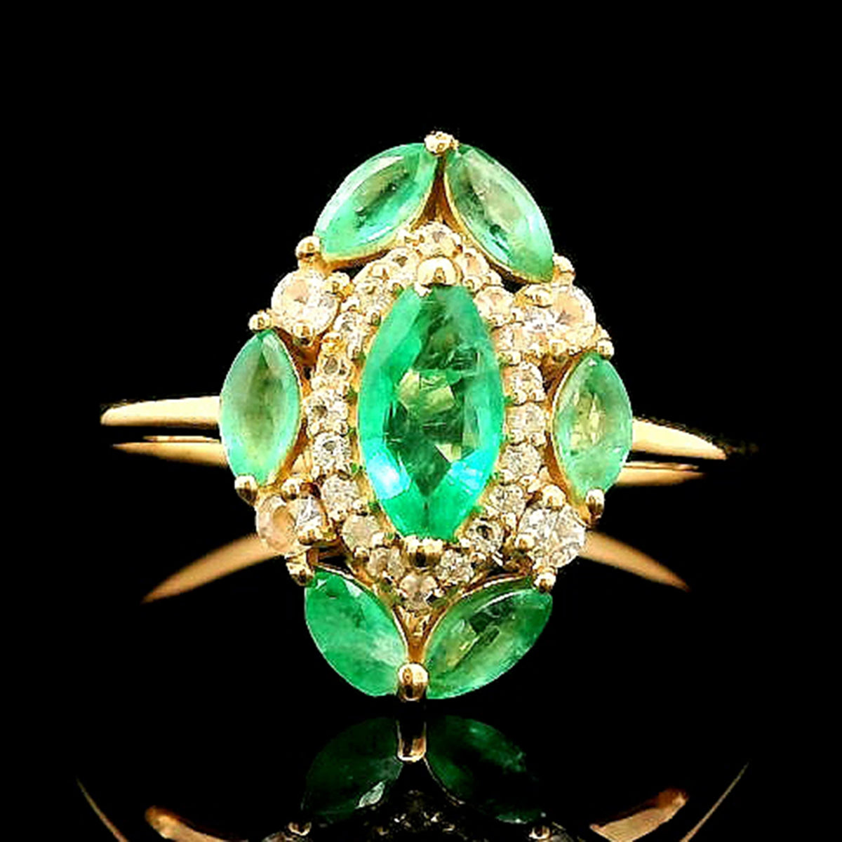 0.94 Ct Marquise Emerald 14K Gold Ring