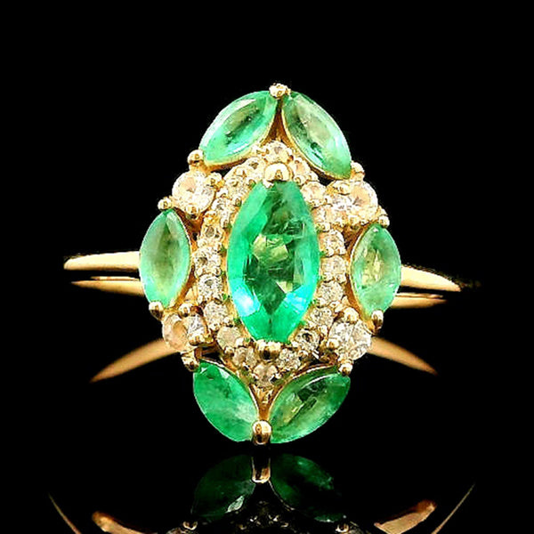 0.94 Ct Marquise Emerald 14K Gold Ring