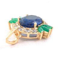 2.12 Ct Oval Mixed Cut Natural Sapphire 14K Gold Pendant