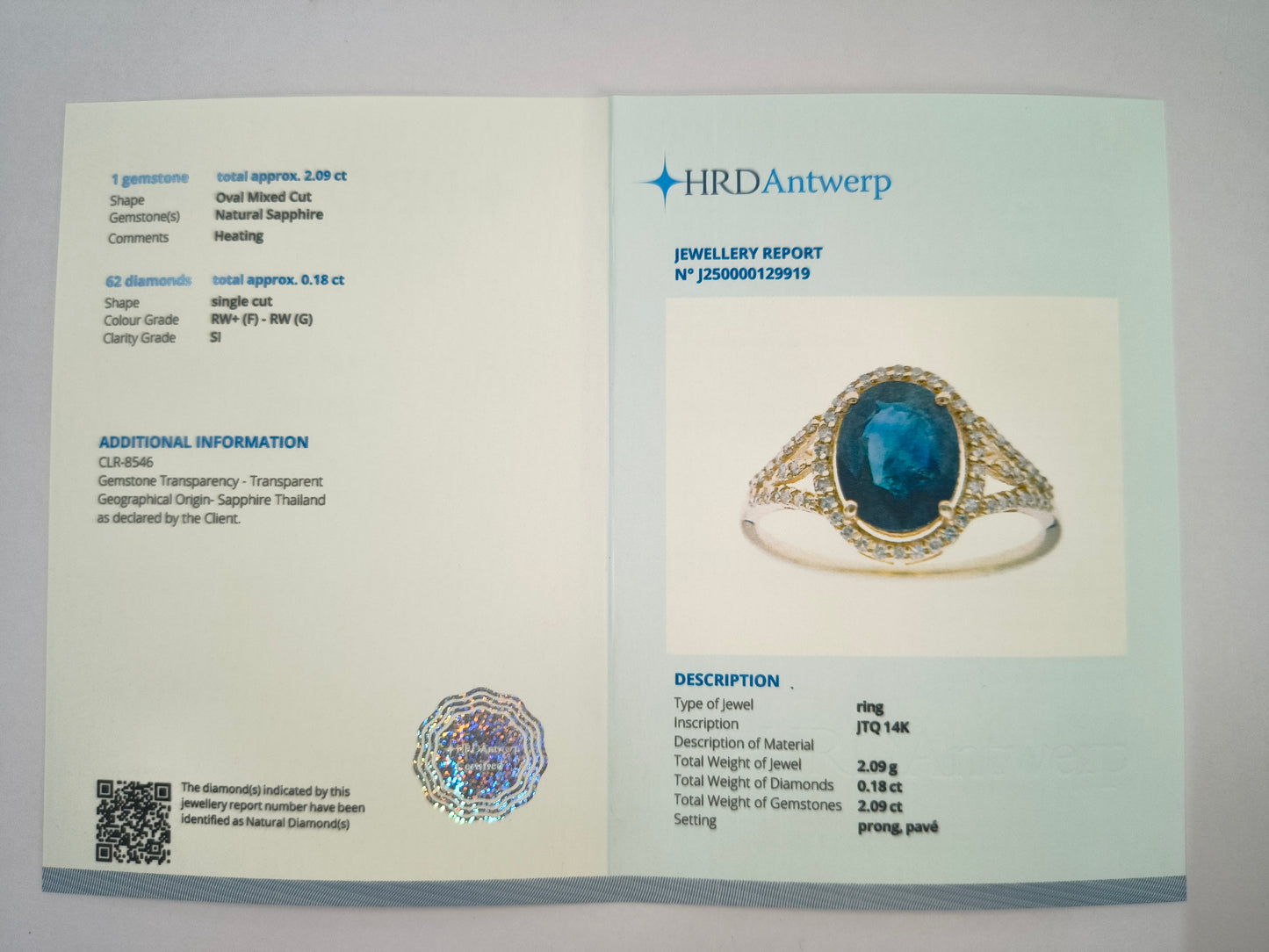 2.27 Ct Oval Natural Sapphire 14K Gold Ring