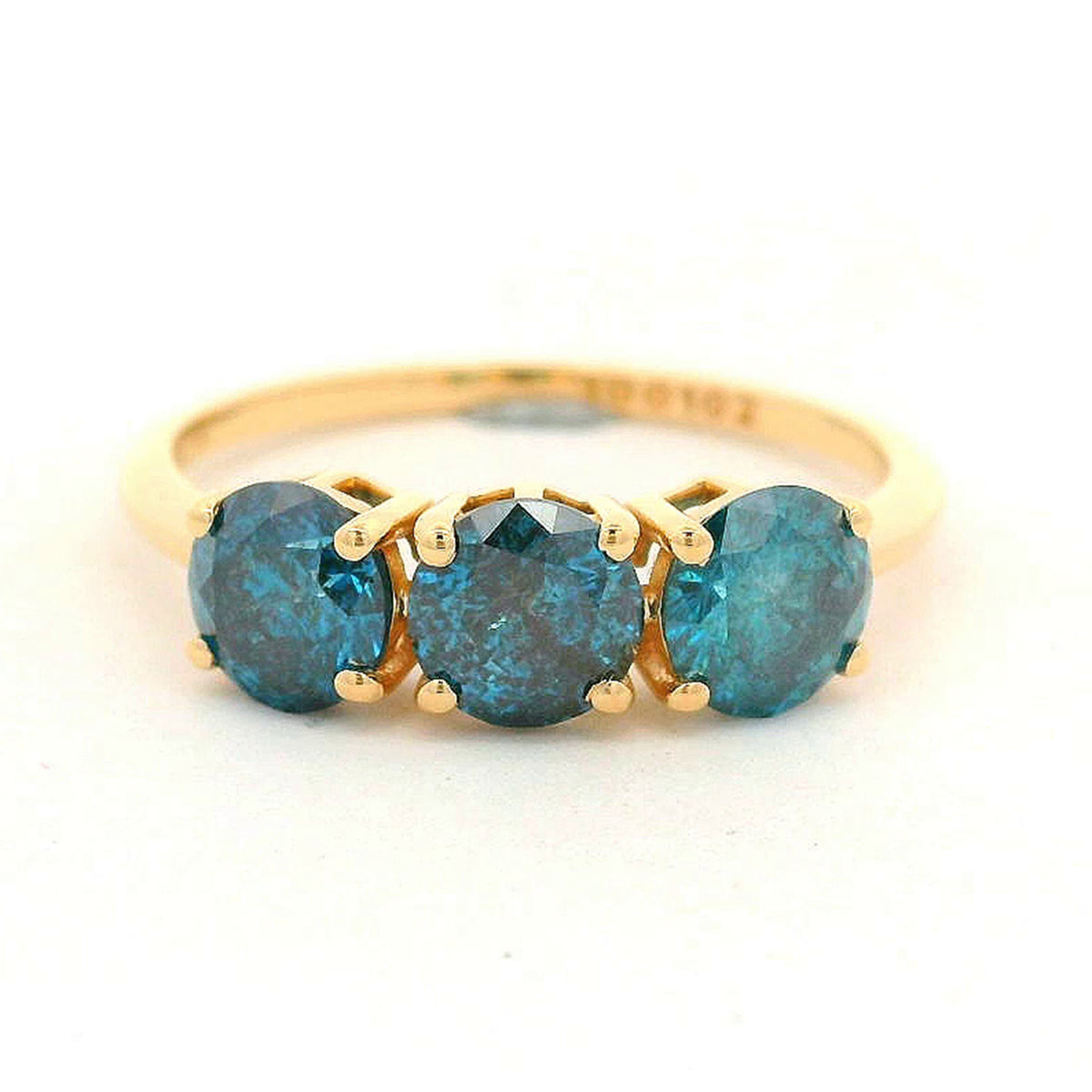 1.63 Ct Round Blue Diamond 14K Gold Ring