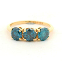 1.63 Ct Round Blue Diamond 14K Gold Ring
