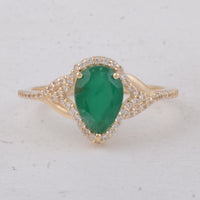 1.55 Ct Pear Emerald 9K Gold Ring