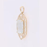5.18 Ct Cushion Mixed Cut Natural Aquamarine 14K Gold Pendant