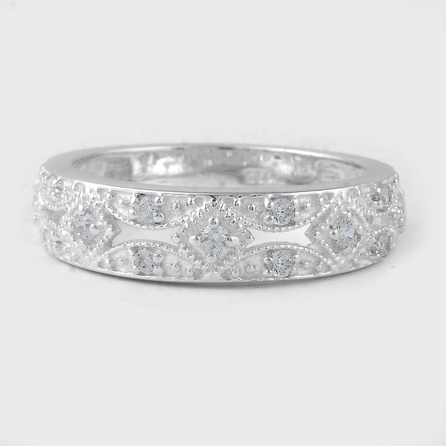 0.52 Ct Round Cubic Zirconia, 925 Sterling Silver Ring