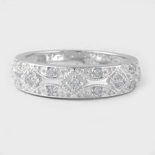 0.52 Ct Round Cubic Zirconia, 925 Sterling Silver Ring
