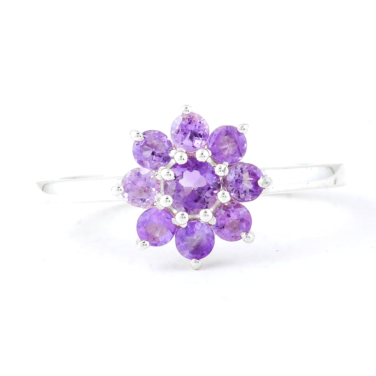 0.25 Ct Round Amethyst, 925 Sterling Silver Ring