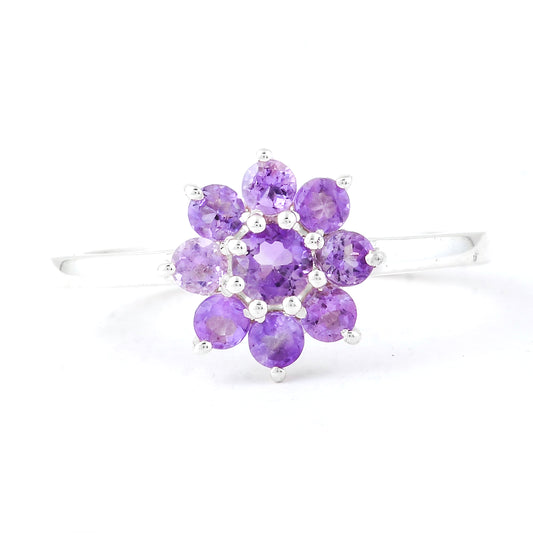 0.25 Ct Round Amethyst, 925 Sterling Silver Ring