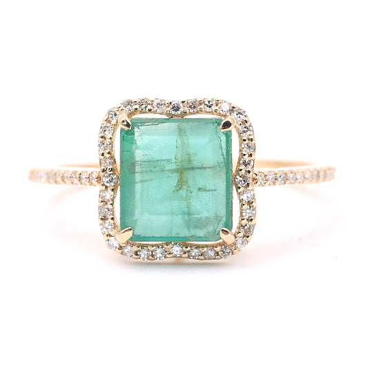 1.94 Ct Octagon Step Cut Natural Emerald 14K Gold Ring