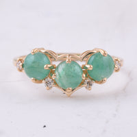 1.64 Ct Round Cabochon Cut Natural Emerald 14K Gold Ring