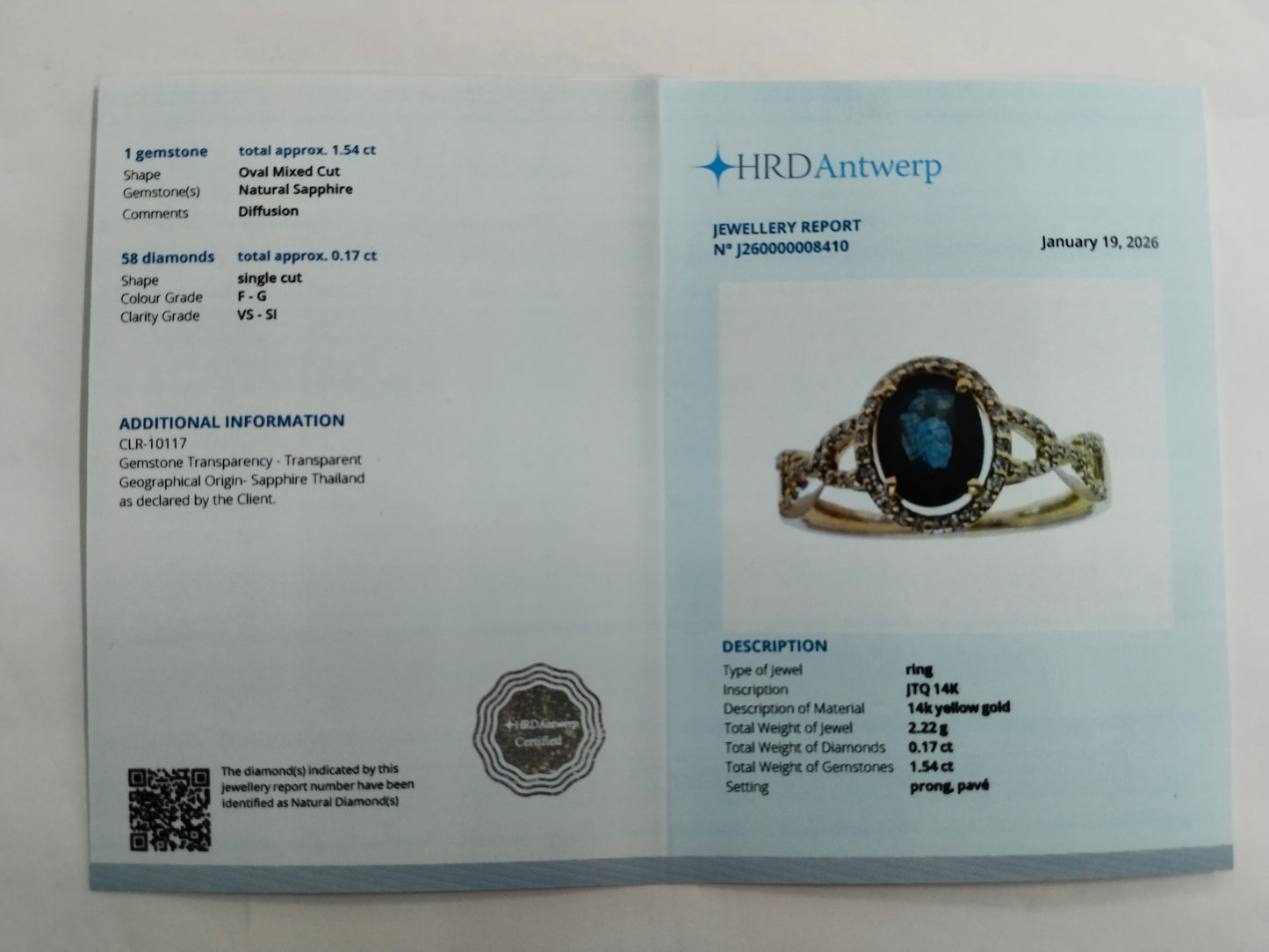 1.71 Ct Oval Mixed Cut Natural Sapphire 14K Gold Ring