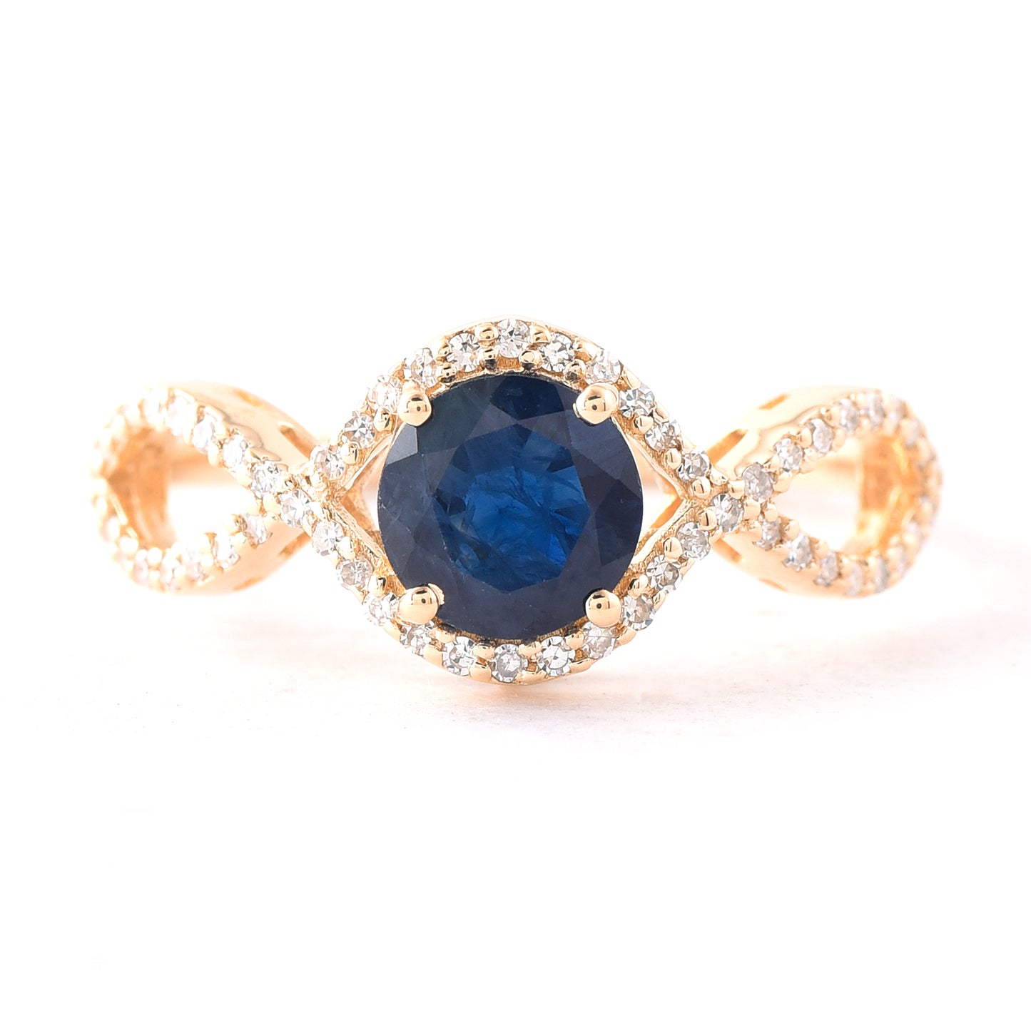 1.29 Ct Round Mixed Cut Natural Sapphire 14K Gold Ring