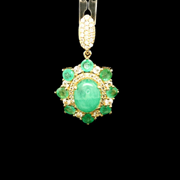 2.42 Ct Oval Emerald 14K Gold Pendant