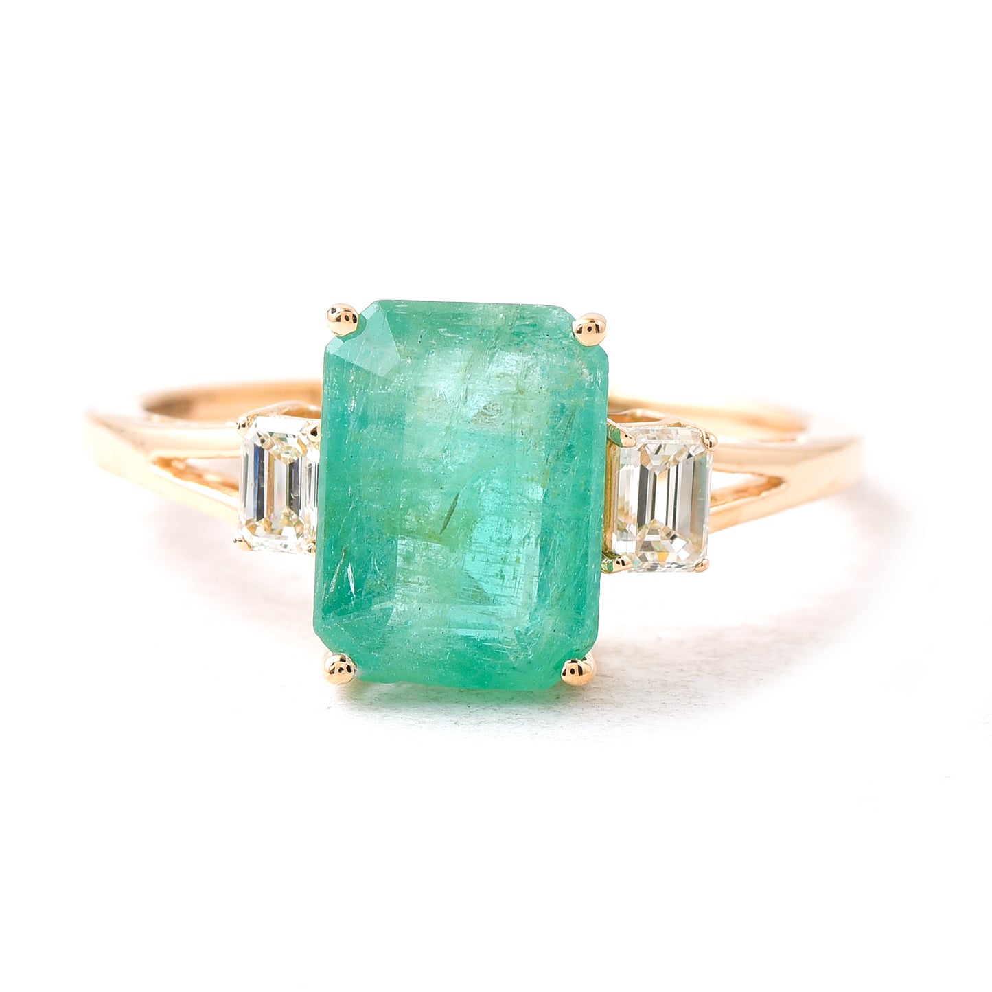 2.72 Ct Octagon Emerald 14K Gold Ring