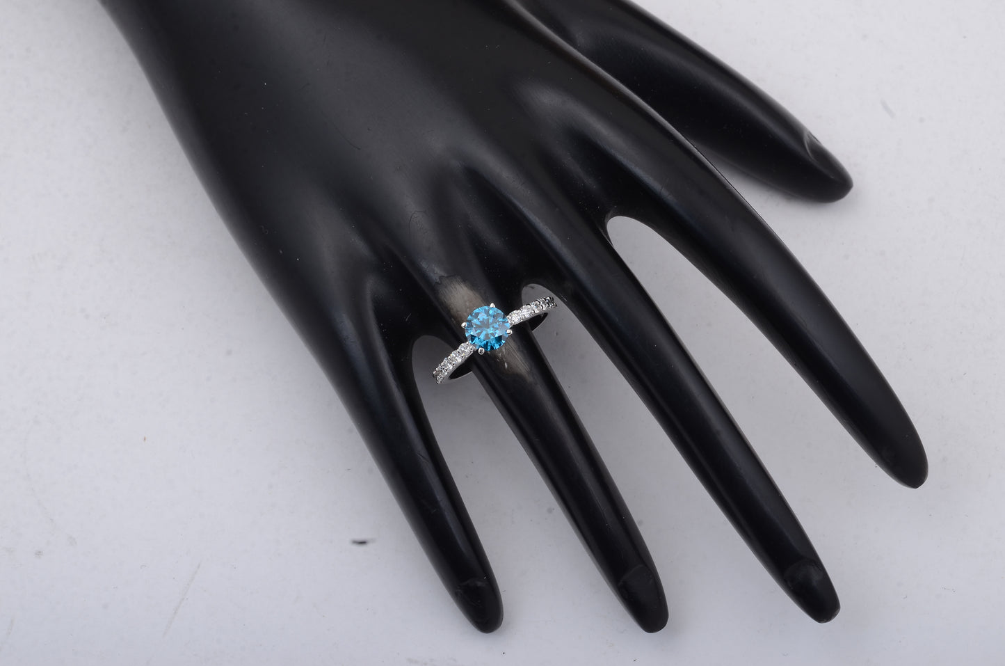 1.47 Carats Blue Lab Grown Diamond 14K Gold Ring
