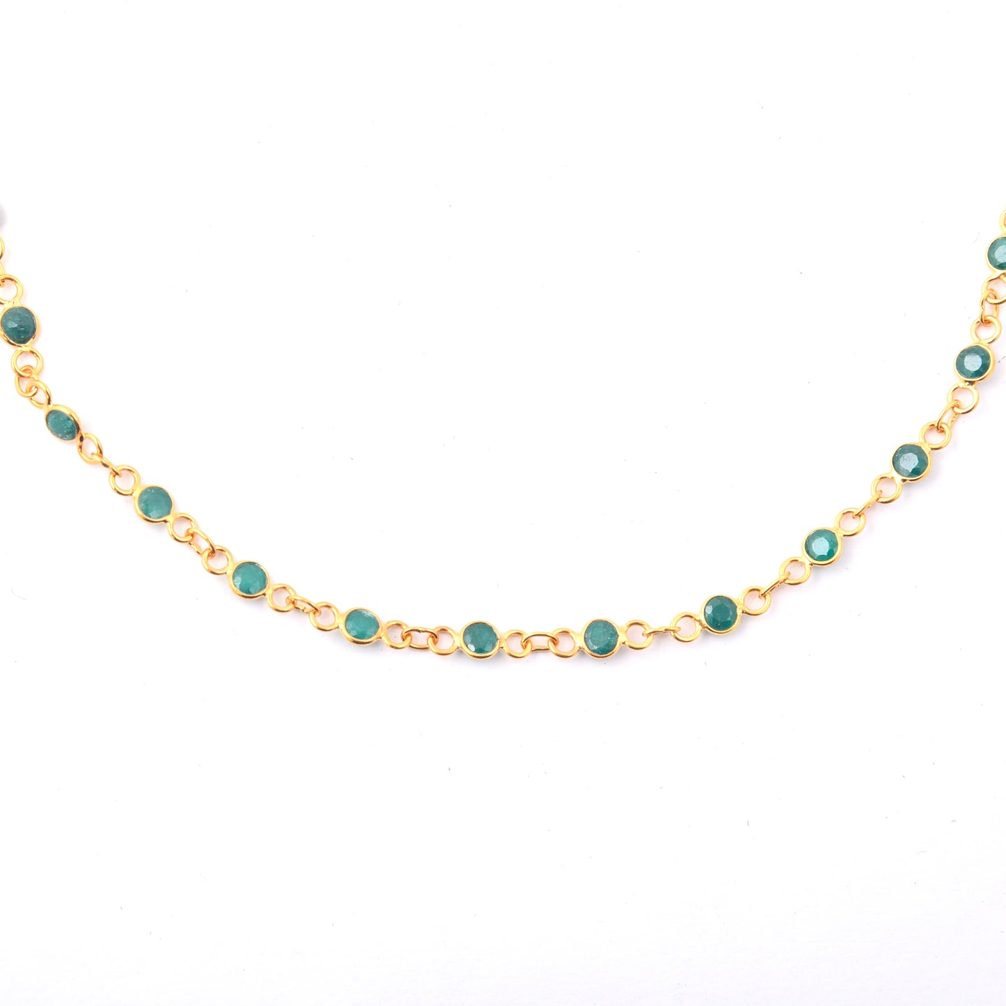 9.88 Ct Round Dyed Emerald 925 Sterling Silver Necklace
