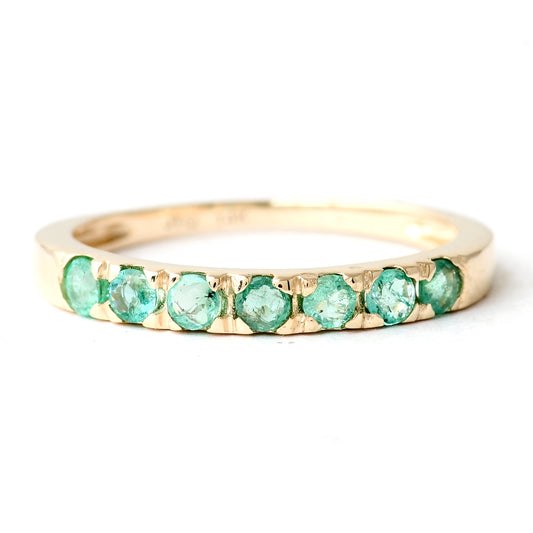 0.35 Ct Round Natural Emerald 14K Gold Ring